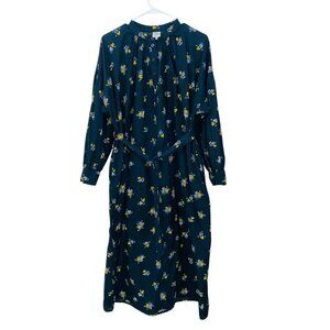 Baum Und Pferdgarten Maxi Dress Size 34 XS Black Floral Long Sleeve Side Pockets